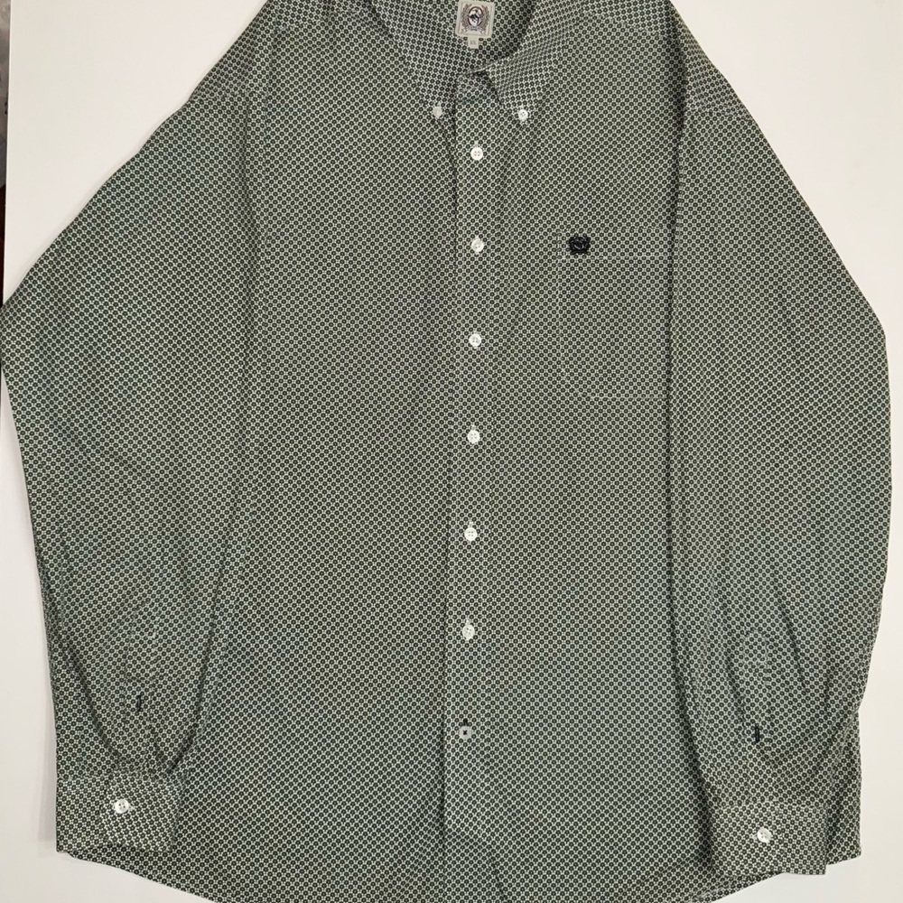 Cinch Men's Green Patterned Button Down Shirt